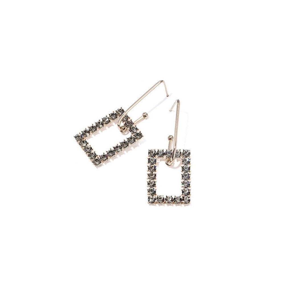 Copper Rhinestones Drop Earrings - Picture 2 of 4